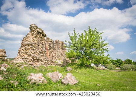 The ruins of the castle in Krevo, Belarus