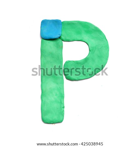 Color Plasticine alphabet, isolated.