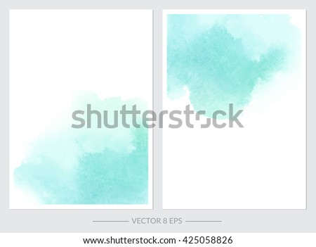 Vector. Set of cards with watercolor blots. Set of cards with hand drawn blots on white background for your design. Save the Date, postcard, banner, logo.
