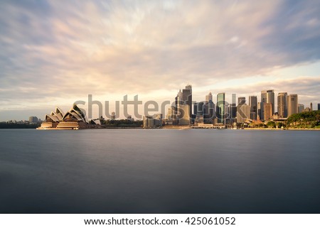 Sydney skyline panoramic view from Milson Point early morning,NSW, Australia