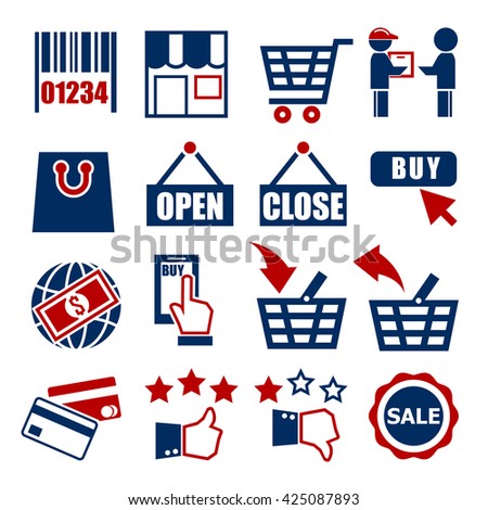 shopping, online market icon set
