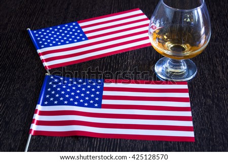 American flags on a dark background
