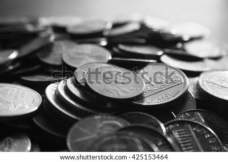 Pennies Black & White Stock Photo High Quality 
