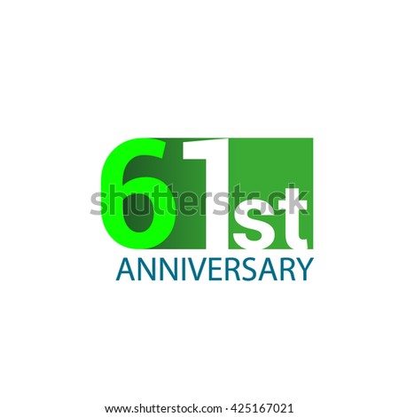 Template Logo 61st anniversary green colored vector design for birthday celebration.