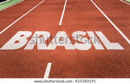 Brazil (in Portuguese) written on running track