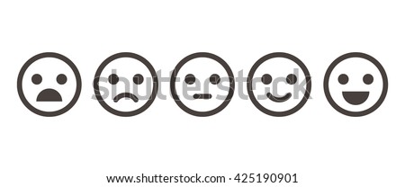 Iconic illustration of satisfaction level. Range to assess the emotions of your content. Feedback in form of emotions. User experience. Customer feedback. Excellent, good, normal, bad, awful. Royalty-Free Stock Photo #425190901