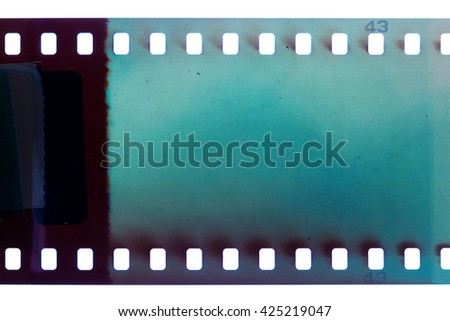 Blank blue vibrant noisy film strip texture background