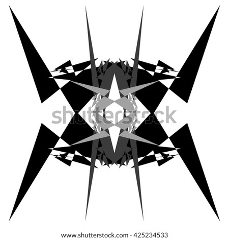 Geometric abstract illustration - Monochrome geometric abstract element isolated on white.