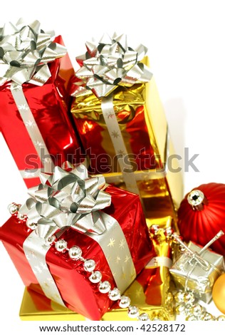 Christmas gifts isolated on white