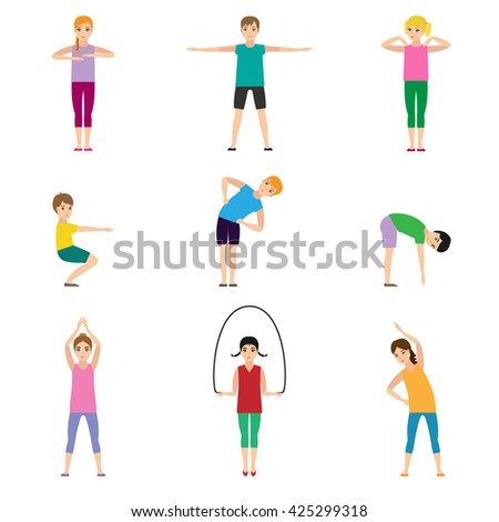 Gymnastics for children and healthy lifestyle. Vector illustration.
