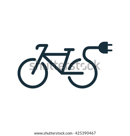 electric bicycle bike e-bike black icon on white background