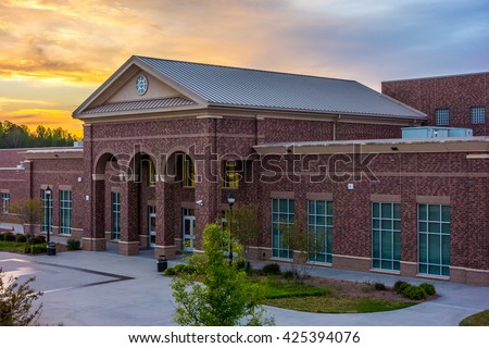 School building - North America historic brick school architecture Royalty-Free Stock Photo #425394076