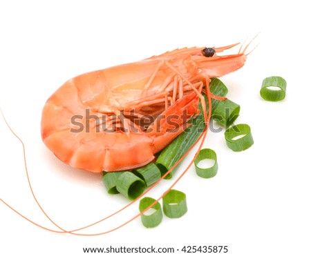 Steamed tiger shrimp isolated on white background