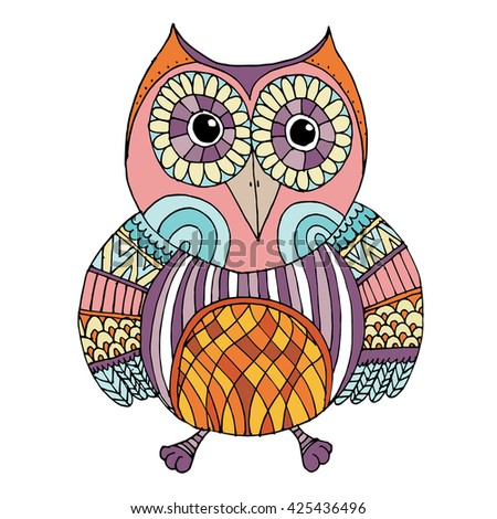 Owl Doodle Freehand Vector