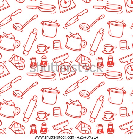 cooking utensils seamless background