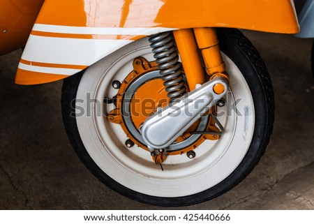Close up Wheel of Retro Motorcycle