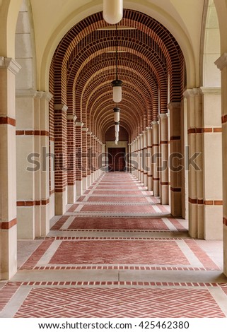 A hallway of rice university in Houston Texas Royalty-Free Stock Photo #425462380