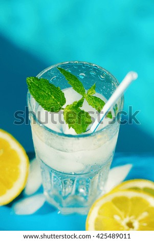 Fresh water with lemon and mint
