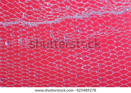 Water drops on red background , Drop on the tendon red background