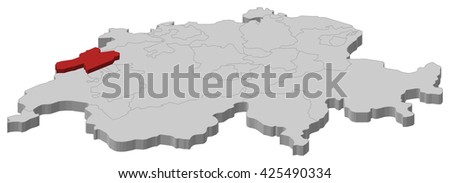 Map - Swizerland, Neuchatel