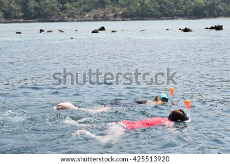snorkeling in the tropical water