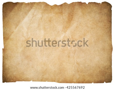 old paper or blank pirates map isolated with clipping path
