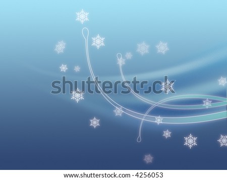 abstract  winter background with snowflakes and wind