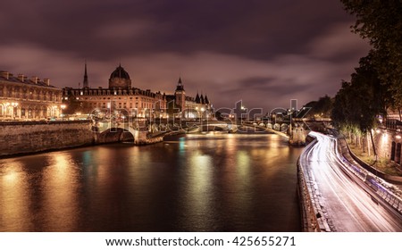 France - Paris - Skyline - Cloudy night - Classic Architecture