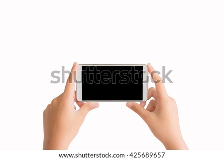 isolated woman hands taking photo by mobile phone