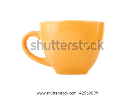 Colour cups from clay on a white background