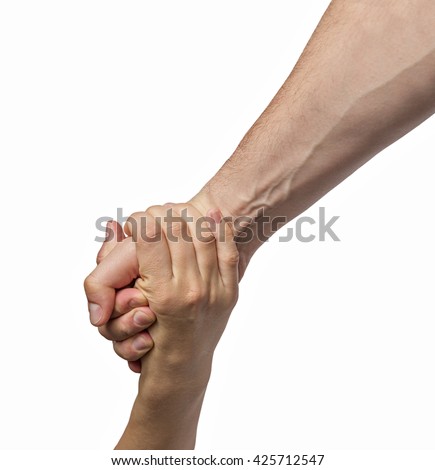 helping hand outstretched for salvation  on isolated toned background Royalty-Free Stock Photo #425712547
