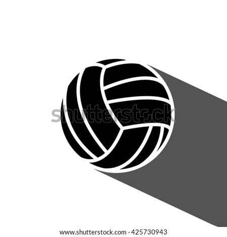 Isolated Black White / silhouette Volley ball with long shadow. Flat Sports vector illustration, image, jpeg.