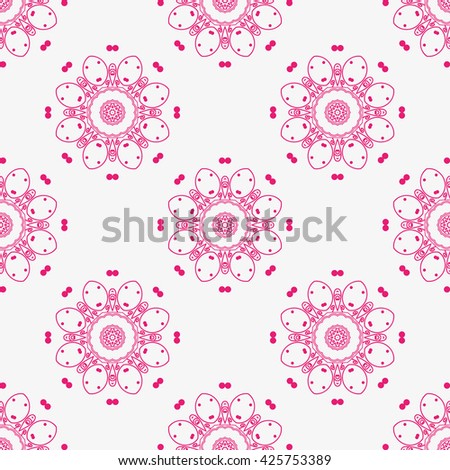 Mandala pattern. Pink color. White background.