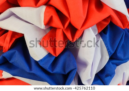 Red, white and blue cloth color crease darn offseason.
