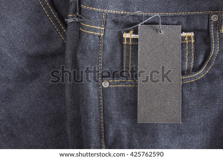 texture of jeans with tag
