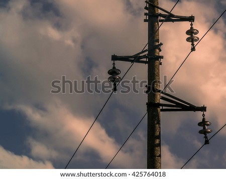 Electricity pole , power line, 