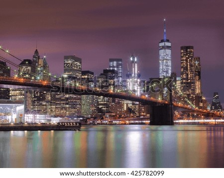 New York City Brooklyn Bridge manhattan skyline at night