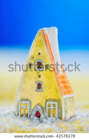 Christmas toy small house from ceramic structure
