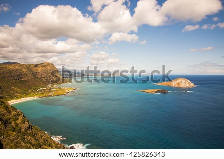 Makapu'u Beach and Rabbit Island Royalty-Free Stock Photo #425826343