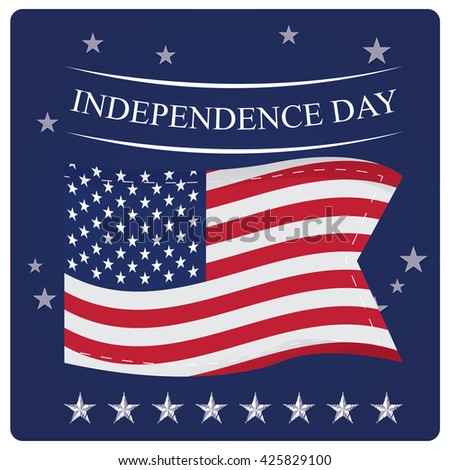 Blue background with the american flag, stars and text for independence day celebrations