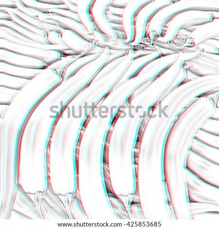 red hot chili peppers background. Pencil drawing. 3D illustration. Anaglyph. View with red/cyan glasses to see in 3D.