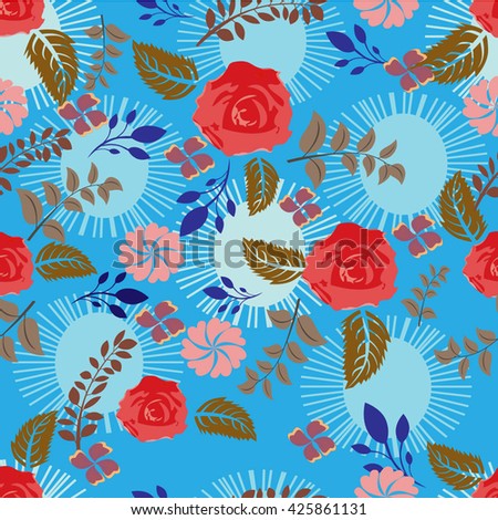 vector seamless flowers and floral pattern illustration