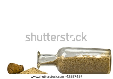 Small souvenir bottle with beach sand Royalty-Free Stock Photo #42587659