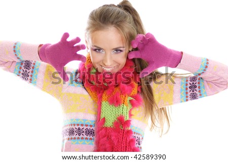 winter happy young woman