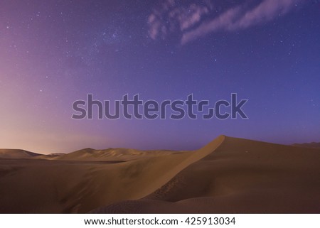 Huacachina desert dunes at night, Ica Region, Peru