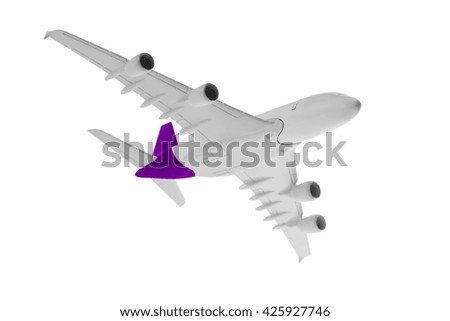 Airplane with Purple color, Isolated on white background.