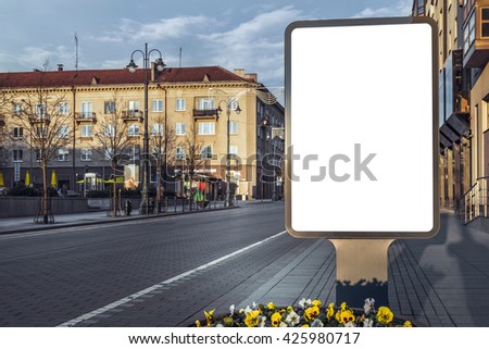 Blank mock up of vertical street advertising billboard