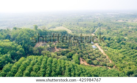 aerial top view of forest mountain in asian Thailand