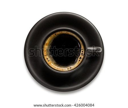 Black coffee cup isolated on white background. Royalty-Free Stock Photo #426004084
