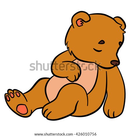 Cartoon animals for kids. Little cute baby bear sleeps.